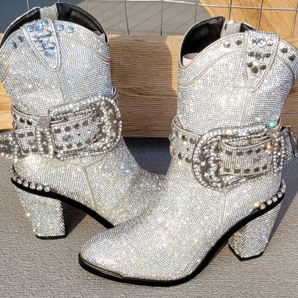 Shoes | Nib Rhinestone Cowboy Boots 